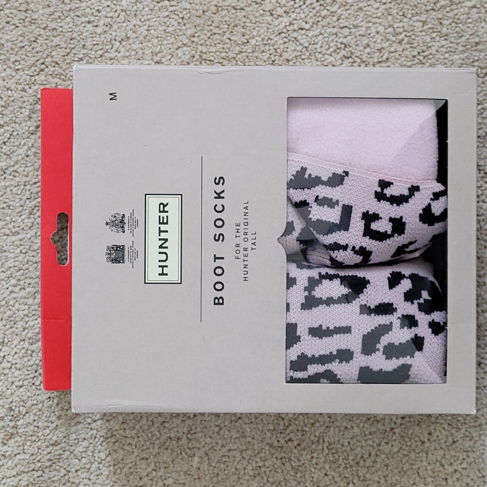Hunter boot socks - purple black Leopard